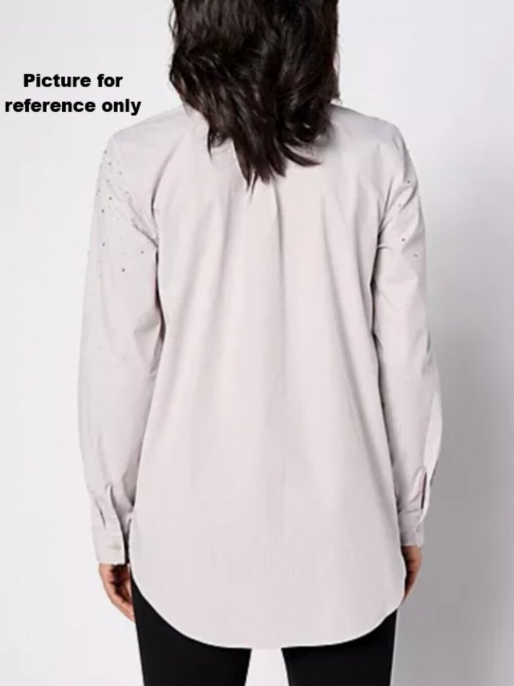Isaac Mizrahi Live! Regular Embellished Yarn Dye Stripe Poplin Tunic Pink Size M - Picture 3 of 4